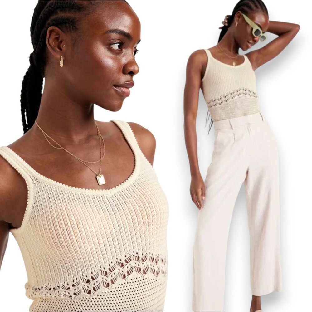 Old Navy Women’s Cream Sweater-Knit Tank Top, Size Small, 100% Cotton, Soft! - Picture 1 of 7